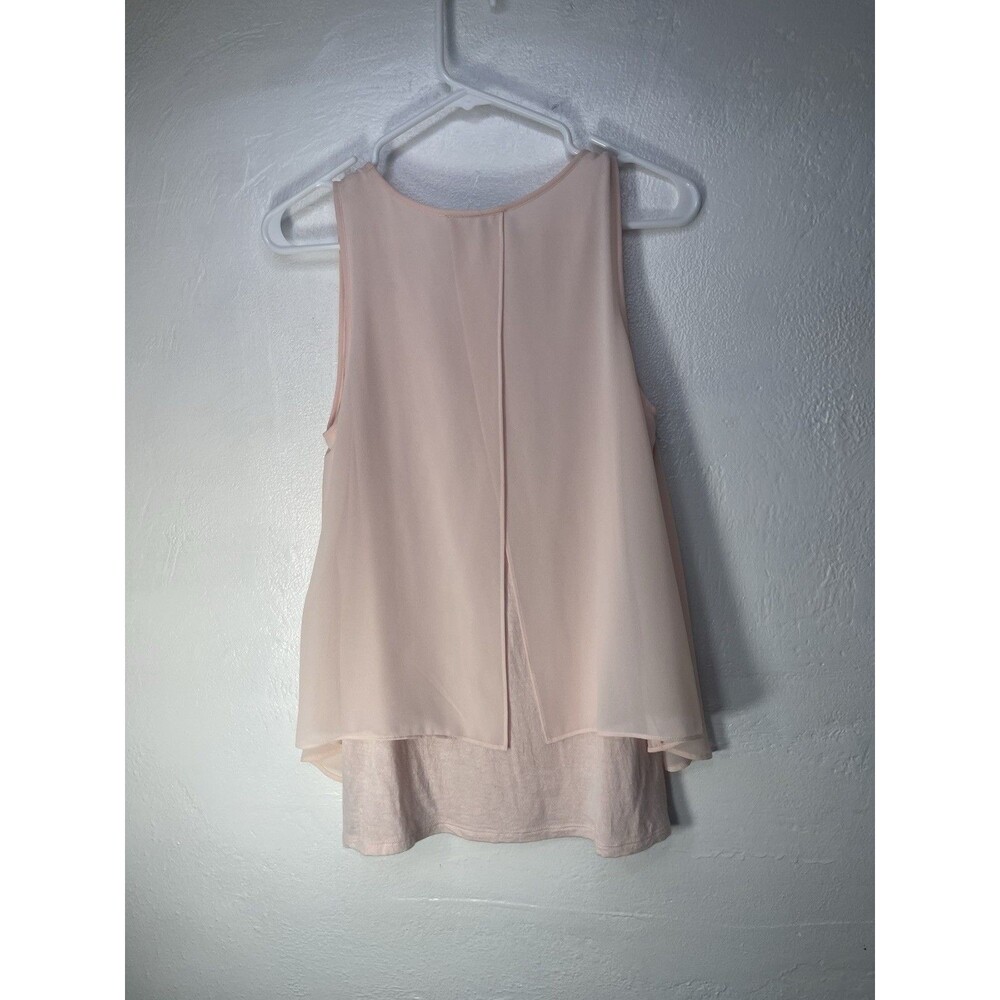 BCX Womens M Blush Pink Layered Chiffon Tank Top V Neck High Low Flowy